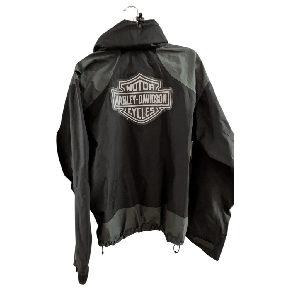 Harley Davidson Men Large Gore-Tex ® Paclite Motorcycle Hooded Rain Wind Jacket - Picture 5 of 7